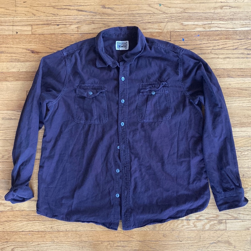 Converse One Star button Down Dark Purple Shirt